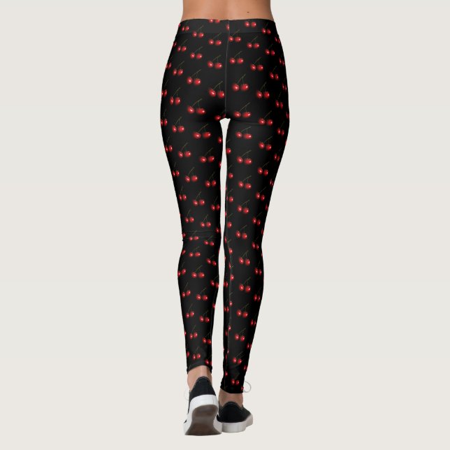 Leggings de cores personalizadas com cerejas Red S (Verso)