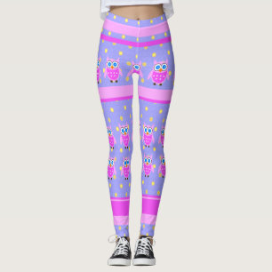 Leggings de Coruja Rosa-Rosa-Bonita