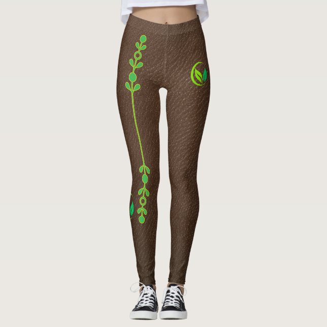 Leggings de Couro Elegante e Terroso (Frente)