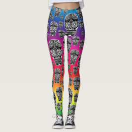 Leggings de Crânio de Açúcar Arco-íris