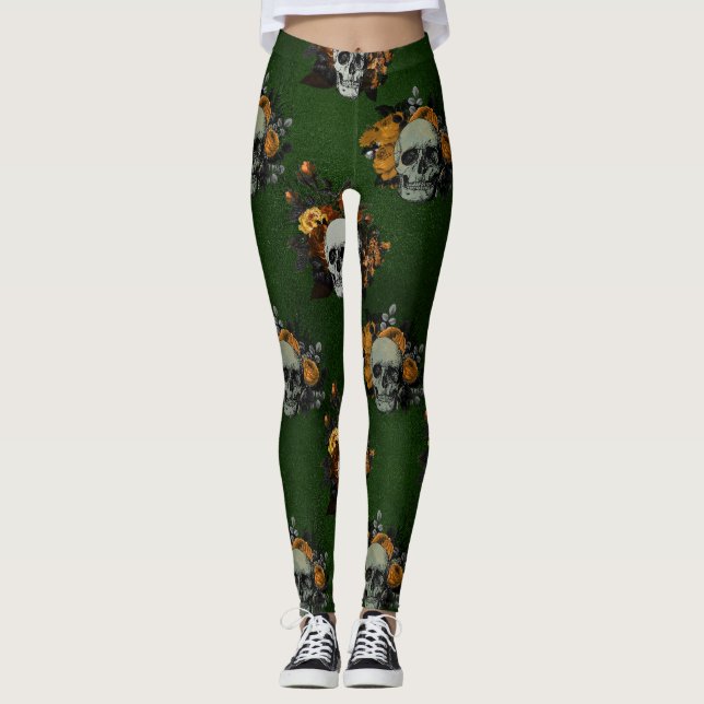 Leggings de crânio gótico (Frente)