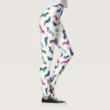 Leggings de Dachshund, Coloração Azul-Cor-de-Rosa 
