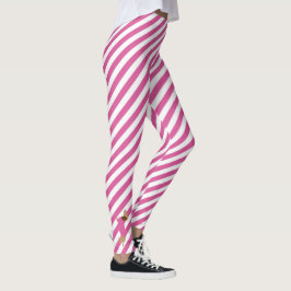 Leggings de Dachshund, em tiras brancas e rosa