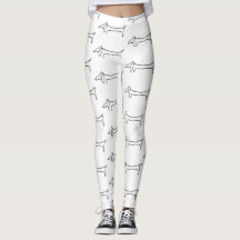 Leggings de dachshund preto e branco
