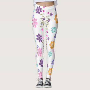 Leggings de Design Colorido de Flor Tendência