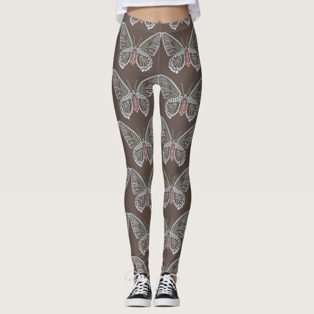 Leggings de Design de Butterfly Rhinestone (Frente)
