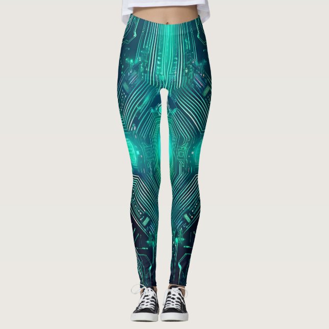 Leggings de Design de Placa de Circuito: Estilo In (Frente)