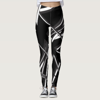 Leggings de design único, preto e branco, funky 49