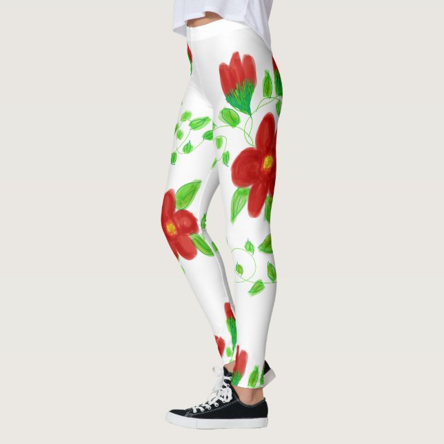 Leggings de Designer Flores Vermelhas (Esquerda)