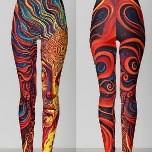 Leggings de Deusa do Sol Psicodélica