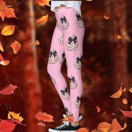 Leggings de Dia das Bruxas, cor-de-rosa-abóbora e