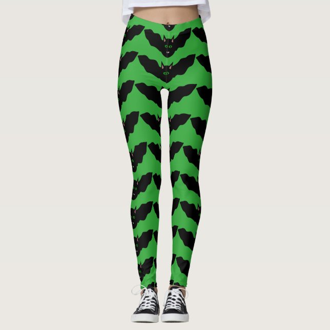 Leggings de Dia das Bruxas de Gato Vampiro (Frente)
