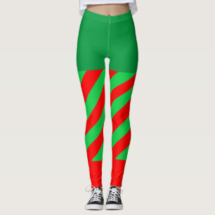 Leggings de Diagonal Vermelha de Natal Elf