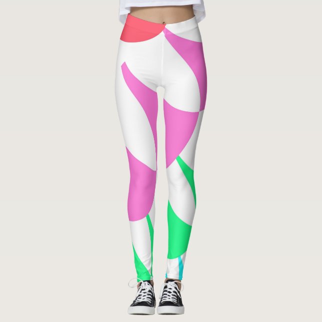 Leggings de Dimensionamento Branco Personalizado (Frente)