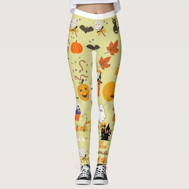 Leggings de diversão do Dia das Bruxas (Frente)