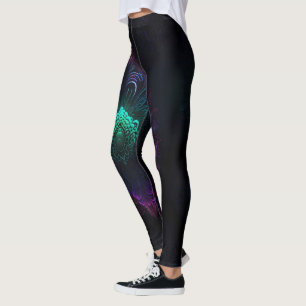 Leggings de Elegância Neon Peacock