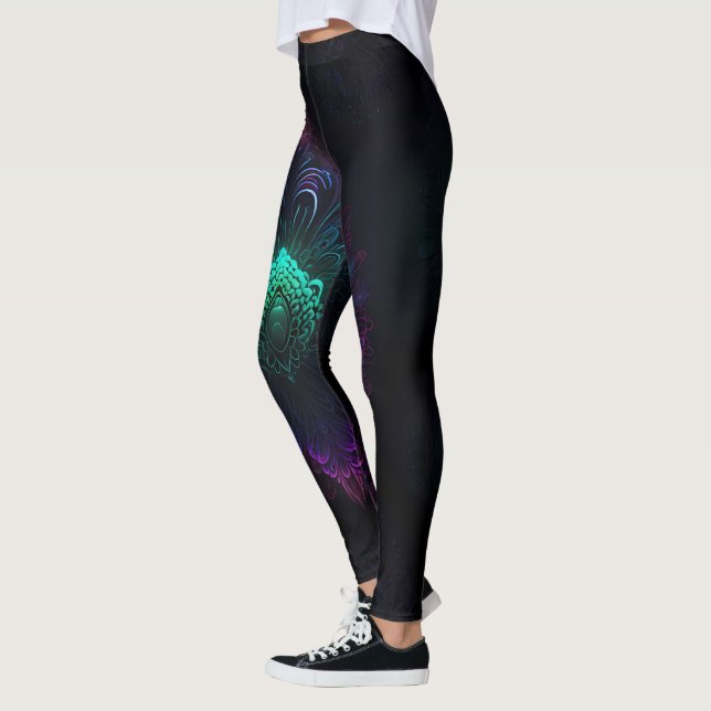 Leggings de Elegância Neon Peacock (Esquerda)