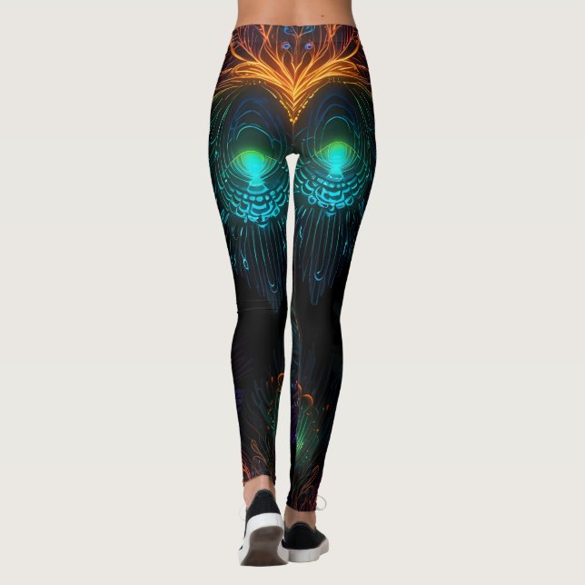Leggings de Elegância Neon Peacock (Verso)