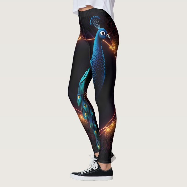 Leggings de Elegância Neon Peacock (Esquerda)