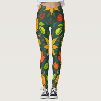Leggings de Elementos Naturais Vibrantes