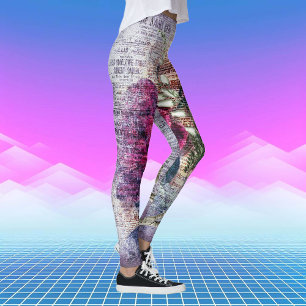 Leggings de Ephemera Floral rosa vermelha