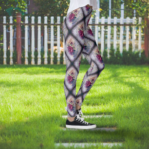 Leggings de Ephemera Floral rosa vermelha