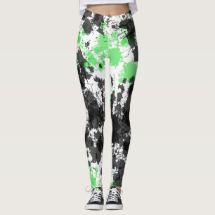 Leggings de estilhaços de tinta preta verde