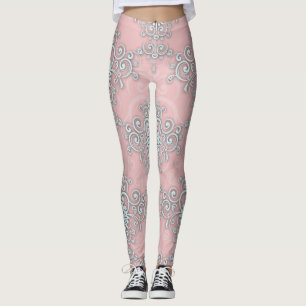 Leggings de estilo Boho em damasco rosa claro e ci