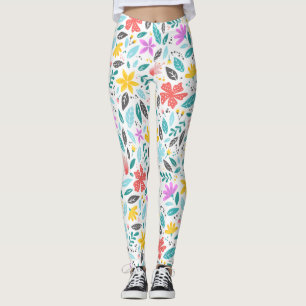 Leggings de Exercício com Padrão Floral Colorido