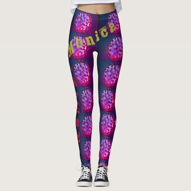 Leggings de Exercício de Nome Personalizado (Frente)