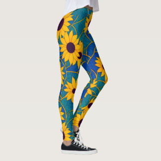 Leggings de fantasia de girassol com cores brilhan