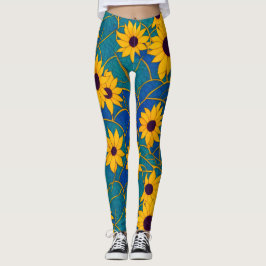 Leggings de fantasia de girassol com cores brilhan