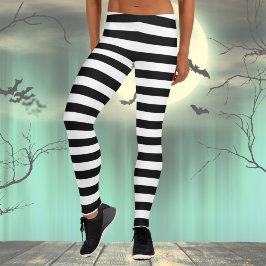 Leggings de fantasia preto e branco do Halloween