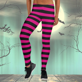 Leggings de fantasia preto e rosa do Halloween