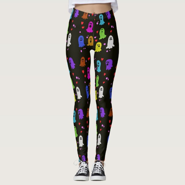 Leggings de fantasmas do Dia das Bruxas (Frente)