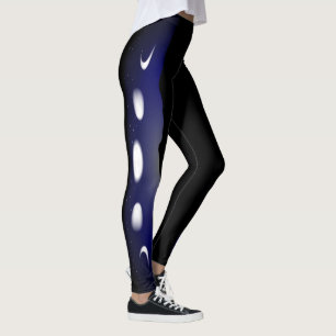 Leggings de fase da lua azul-céu