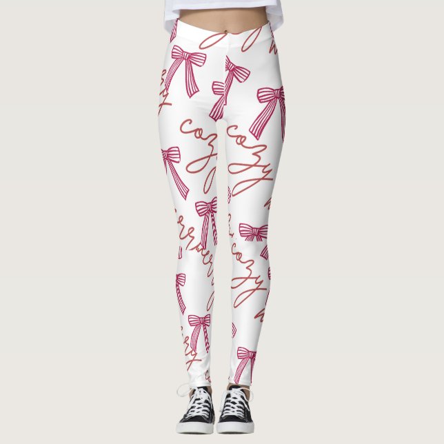 Leggings de Feriado de Cozy e Feliz (Frente)