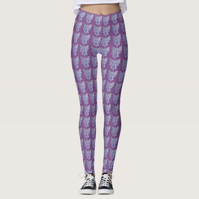 Leggings de Feriado Personalizadas de Arte do Anjo (Frente)