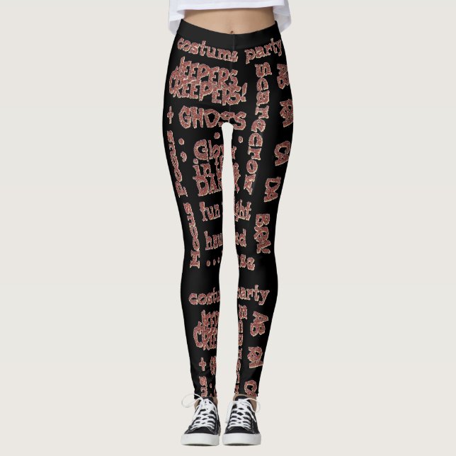 Leggings de festas de fantasia em laranja preto no (Frente)