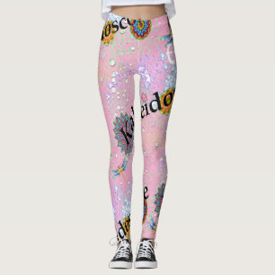 Leggings de fio cor-de-rosa em pó
