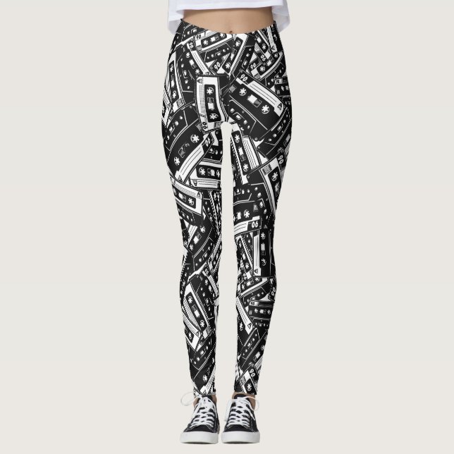 Leggings de fita de cassete retrô (Frente)
