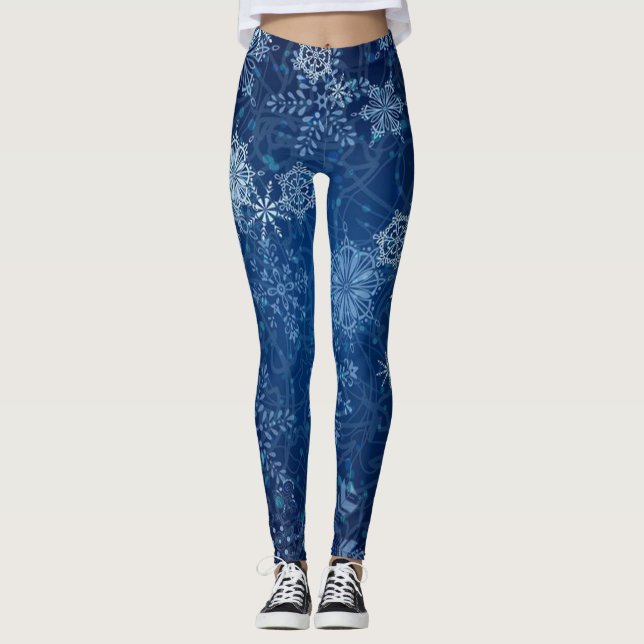 Leggings de floco de neve azul lindas! (Frente)