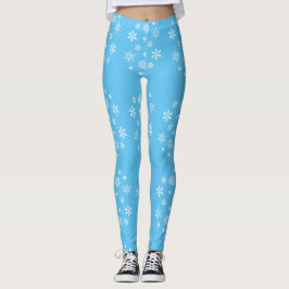 Leggings de flocos de neve azuis e brancos