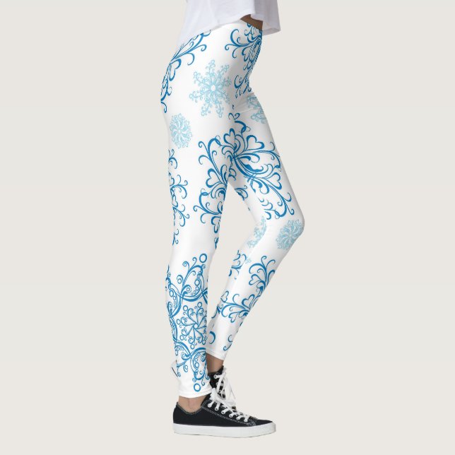 Leggings de flocos de neve brancos azuis divertido (Direita)
