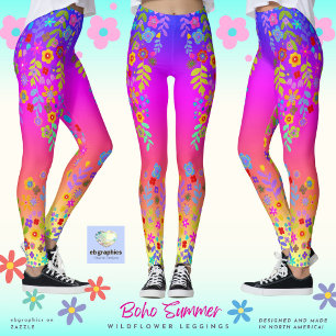 Leggings de flor selvagem Boho Summer