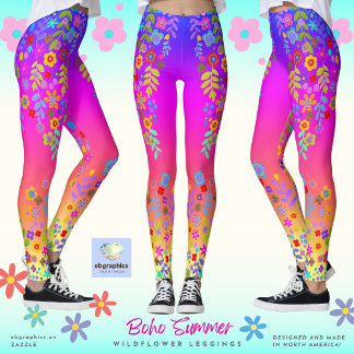 Leggings de flor selvagem Boho Summer