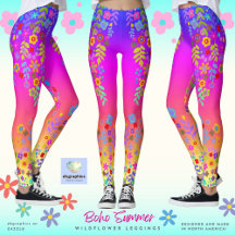 Leggings de flor selvagem Boho Summer