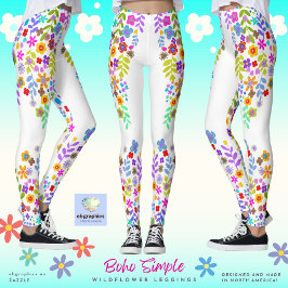 Leggings de flor selvagem simples Boho