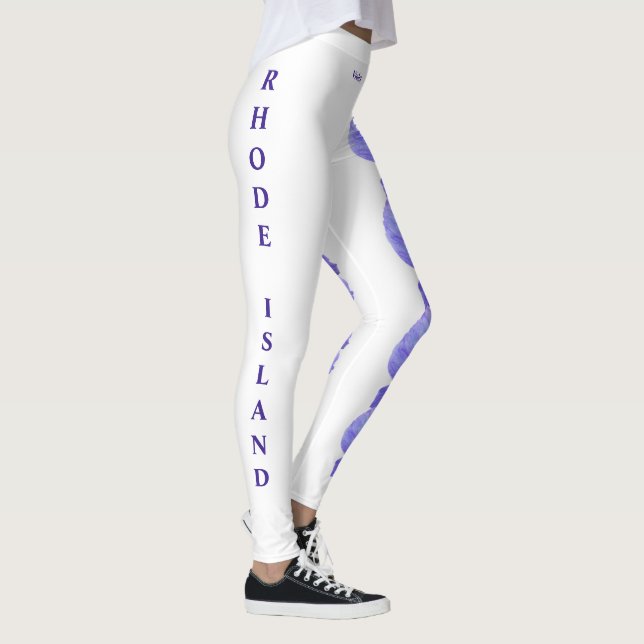 Leggings de Flor Violeta de Rhode Island Branca (Direita)