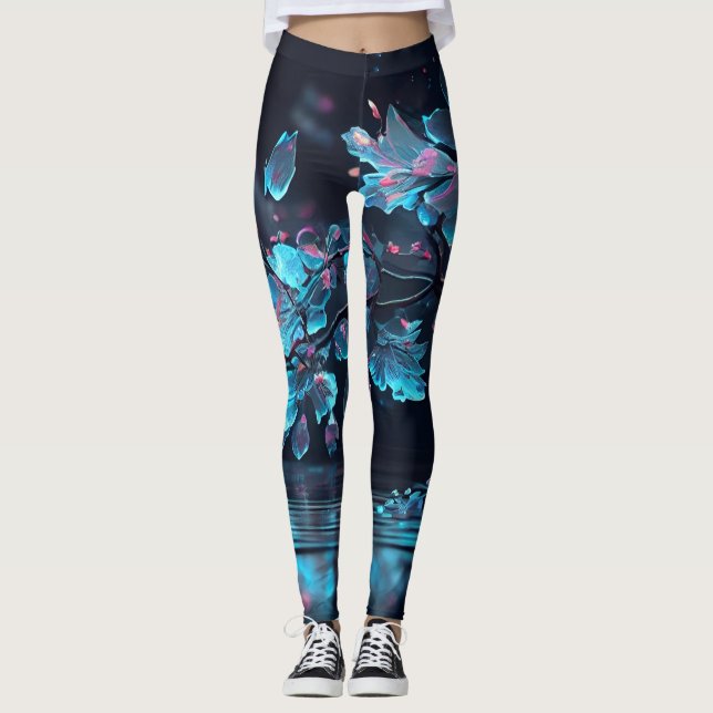 leggings de flores azuis (Frente)